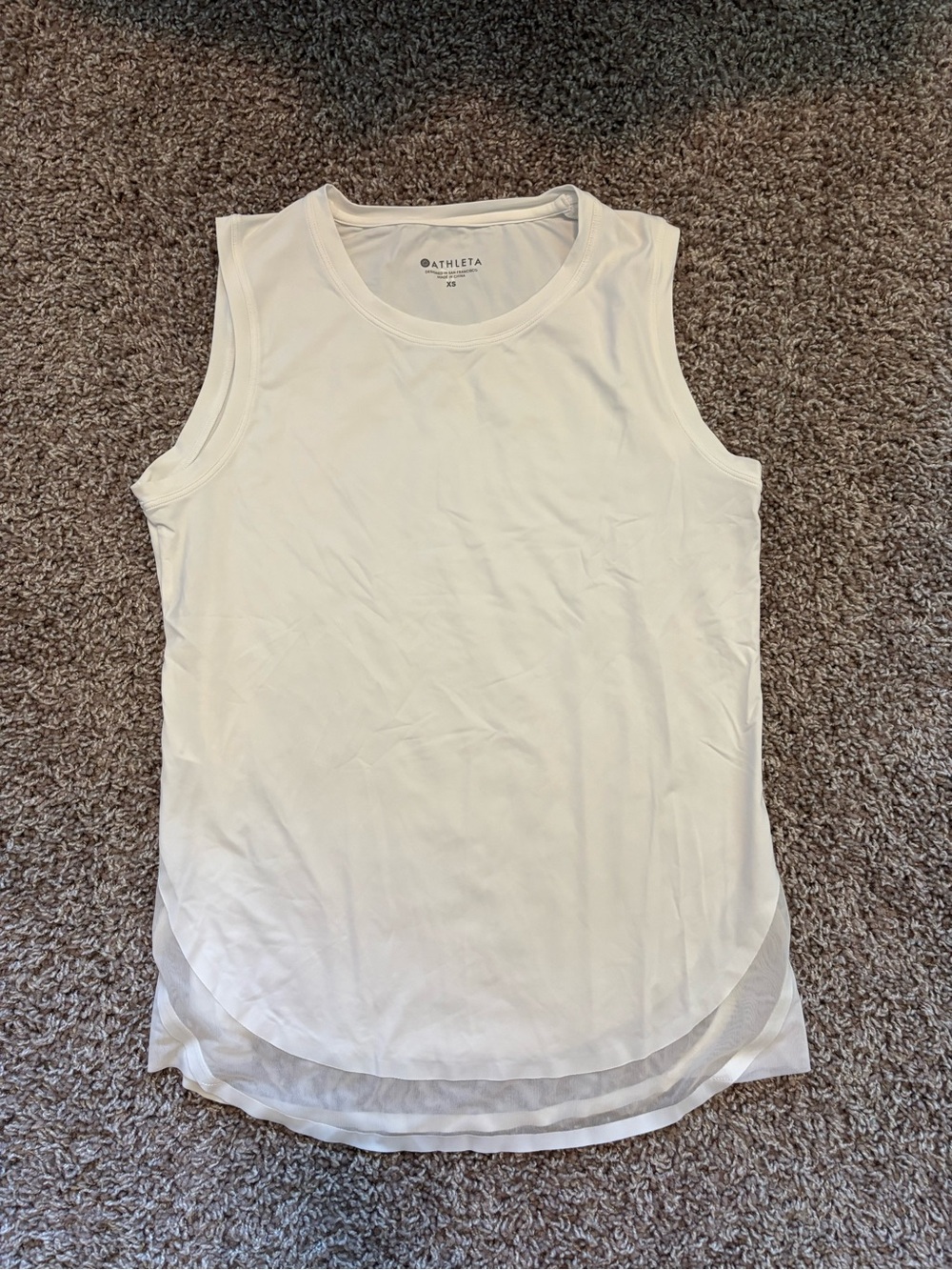 Athleta White Layered Hem Sleeveless Tank
